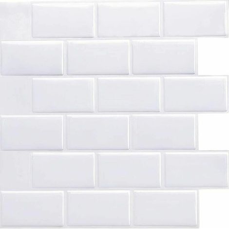 Papier peint imperméable à l'eau de salle de bains autocollant mural stéréoscopique 3D autocollant autocollant autocollant de fond de chambre à coucher blanc pur décoration murale papier peint cuisine (1/5)