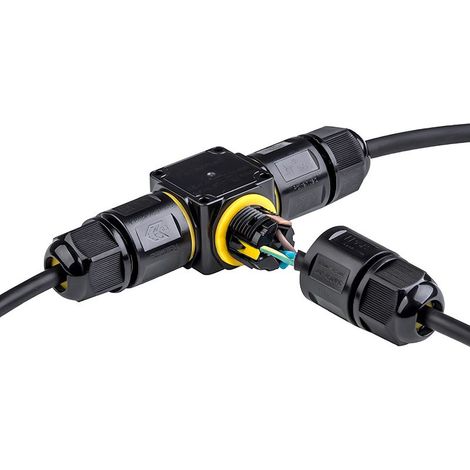 4 PCS Connecteurs de Câbles Étanches IP68 - Boîte de jonction 3 voies connecteur etanche 3 fils - Raccordement extérieur du jardin - Dérivation de câble 6-11mm - Coffret électrique externe étanche (1/4)