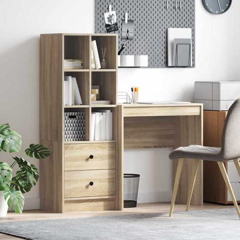 Escritorio con almacenamiento con cajón 2 pcs Roble (1/5)