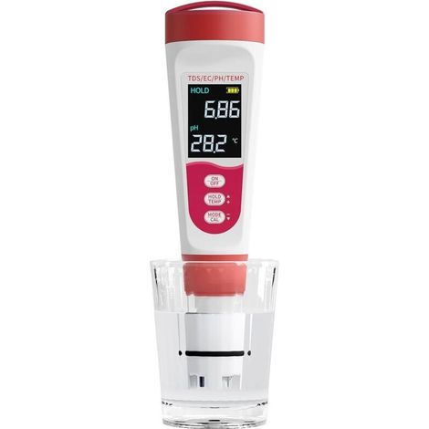4-in-1 pH Meter, Water Quality Tester for pH/TDS/EC/Temperature, IP67 Digital pH Meter with Auto Calibration and Backlit LCD for Hydroponics, Garden, Pool, Aquarium (1/5)