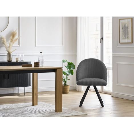 BOBOCHIC - Lot de chaises LALIE tissu velours côtelé et pieds étoile Gris foncé (1/5)