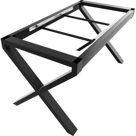 Metalopro – Table extensible en métal 140x70x72 cm – Piétement en acier noir – Mécanisme de rallonge intégré – Design moderne pour salon ou cuisine (1/5)