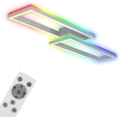 BRILONER - Lampada da soffitto RGB, lampada da soffitto retroilluminata a LED, dimmerabile, temperatura di colore regolabile, cornice a LED RGB, telecomando, colore alluminio (1/5)