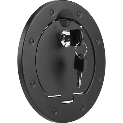 Accessoires tuning auto bouchon réservoir essence noir ABS aluminium 16.6 cm pour Jeep Wrangler 2/4 portes 2007-2017 avec 2 clés (1/5)