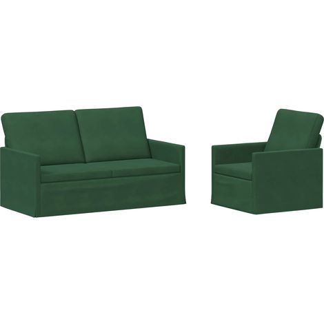 Sofa Set 2 pcs Jungle Green Corduroy Fabric vidaXL (1/5)