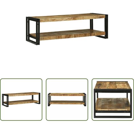 Table basse rustique - Table basse Marron 120 x 50 x 38 cm Bois de mangue massif (1/5)