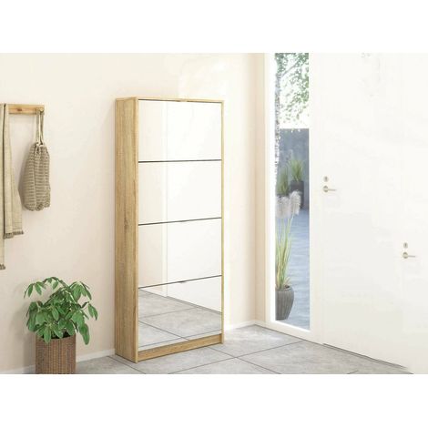 Zapatero Aepytus, Mueble para 24 Pares de Zapatos, 24.05x70.3x162h cm Roble Marrón (1/5)