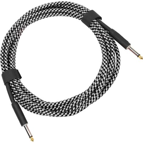 Câble d'extension audio blindé pour guitare et instruments, connecteur nickelé 6 mètres, couleur blanc (1/5)