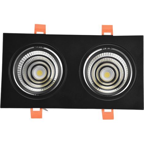 Projecteur LED Double Spot à Fixer Encastré Rectangulaire 2 Têtes Lumière Blanche 6000K avec Convertisseur 100‑264V (1/5)