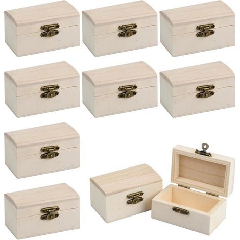 Lot de 10 Mini Coffres Trésor 9x5.5x5cm, Boucle Métal pour Bricolage Rangement Aucunely (1/5)