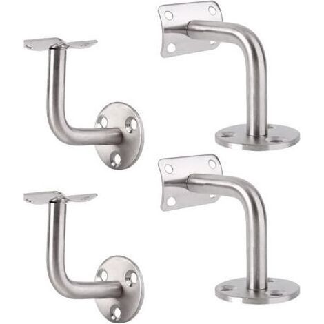 4PCS Inoxydable Supports, Support Mural en Acier Inoxydable,Support Mural Fixation Tringle,Balustrade Murale Support de Tube 90°,pour Mur Intérieur Loft Main Rampe Escalier Support. (1/5)