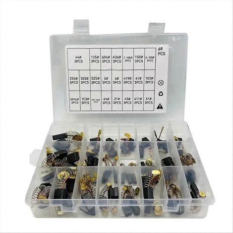 Lot de 69 balais de charbon pour moteurs électriques (23 tailles disponibles) - Pièces de rechange pour la réparation d'outils électriques