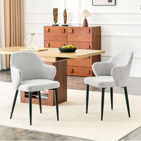 Sillas comedor tapizadas pack 2 metal gris OKMYHOME (1/5)