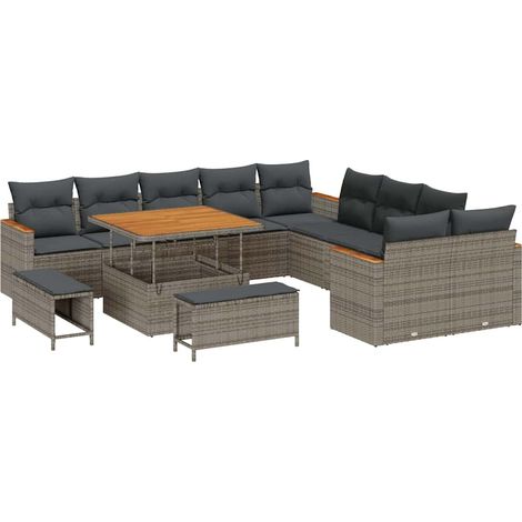 Maison Exclusive - Set Divano da Giardino 13 pz 12-Numero di posti Grigio (1/5)