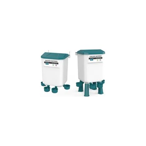 Ensemble d'alimentation et d'hydratation pour volaille - Gamelle de 8 kg + abreuvoir de 7 litres (Vert) (1/4)