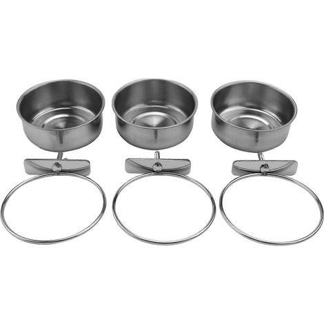 3-Piece oiseau mangeoire Cup acier inoxydable perroquet mangeoire Cup Animal cage eau nourriture bol S (1/5)