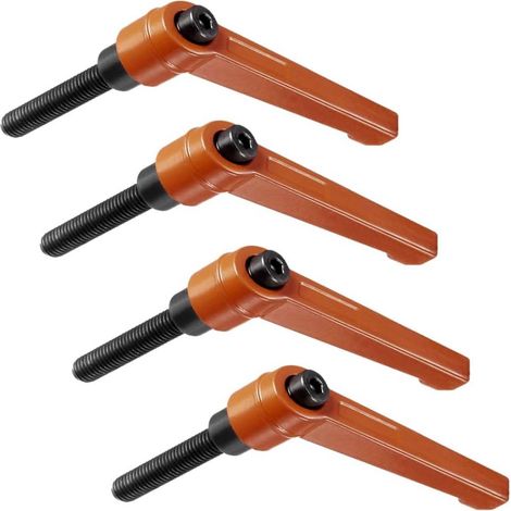 Poignée Levier Serrage - Filetage M8 - Longueur 40 mm - Métal et PP - Orange - Pour Machines Outils - Lot de 4