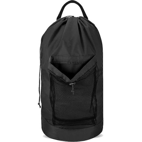 Sac à linge avec bretelles et poche en filet, grand panier à linge portable pour laverie universitaire (1/4)
