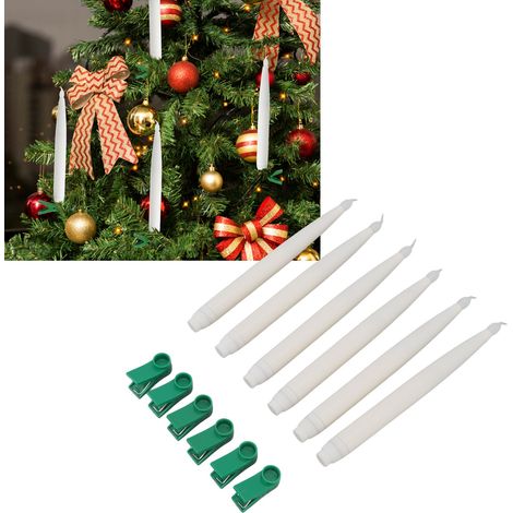 Weihnachtsdekorationen mit Klammern, Lichterketten, Christbaumschmuck, lange Kerzenständer, Kerzenklammern (1/5)