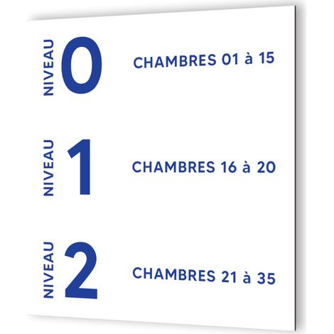 Plaque porte personnalisée hôtel - Panneau Dibond blanc - Pictogramme bleu - 20x20 cm, épaisseur 3 mm (1/5)