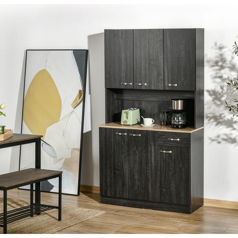 Küchen-Sideboard, moderner Küchenschrank mit vielfältigen Aufbewahrungsmöglichkeiten, 6 Türen, 1 Schublade + große Ablagefläche