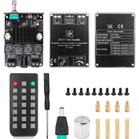 Module amplificateur de puissance numérique stéréo Bluetooth 50 W x 2 de niveau HiFi TPA3116 avec télécommande Y50H (1/5)