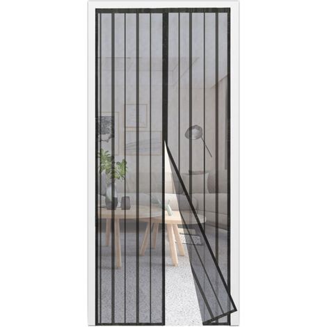 Moustiquaire magnétique pour porte ou fenêtre, 140 x 220 cm, tissu 100 % polyester, installation sans perçage, fermeture automatique avec aimants, permet une circulation d’air optimale (1/5)