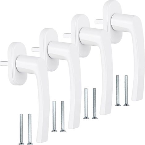 4 Pièces Poignee Fenetre, Poignee Fenetre PVC sans Cylindre de Fermeture avec 8 Vis, PoignéE de FenêTre Blanche en Aluminium Longueu 35 Mm pour FenêTres, Portes Balcon Et Maison (1/5)