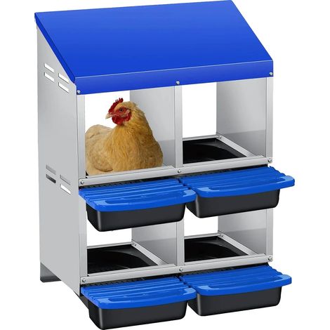 Caisse de Nidification pour Poules, Construction Métallique Durable, Entretien Facile, Bleu (1/2)