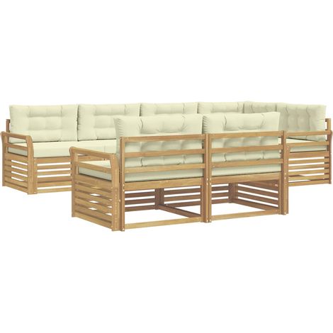 Outdoor Sofa Set 7 pcs White and Cream 329 x 170.5 x 73 cm vidaXL