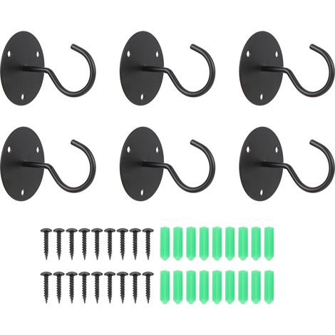 6 Set Ceiling Hook Set Heavy Duty Metal Hangers for Hanging Plants Bird Feeders Flower Pots Wind Chimes (1/5)