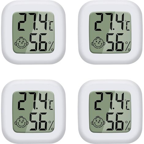 ZOLGINAH 4 pièces Mini LCD Thermomètre Hygromètre Interieur Termometre Maison Convient pour Les Chambres D'enfants,Les Chambres de Personnes âgées etc (1/5)