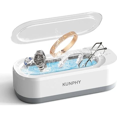 Nettoyeur à ultrasons 350 ml, nettoyage de lunettes, 12 oz, 46 kHz, nettoyage en profondeur des bagues et des prothèses dentaires. (1/5)