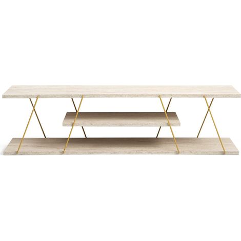 Porta TV in legno "Canaz" - 120 x 30 x 33 cm - Travertino