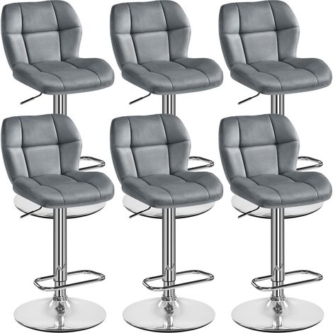 Yaheetech Lot de 6 Tabourets de Bar Réglables en Hauteur Modernes Chaises de Bar en Velours Tabouret Haut Pivotant à 360° Charge 136 kg 44 × 50,5 × 89-111 cm Gris Foncé (1/5)