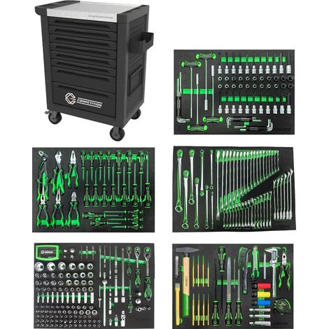 KS Tools COMPETITION Werkstattwagen mit 8 Schubladen und 341 Premium-Werkzeugen