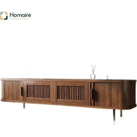 Meuble TV noyer avec rangement en mdf 180 x 40 x 44,5 cm HOMAIRE (1/5)
