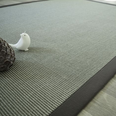 Tapis sisal Yucatan gris acier - Ganse coton anthracite - 80 x 150 cm (1/5)