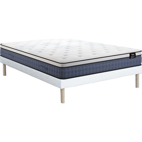Set 160 x 200 cm rete imbottita + materasso a molle insacchettate 7 zone e strato in gel memory foam sp.23cm - VARNO di YSMÉE