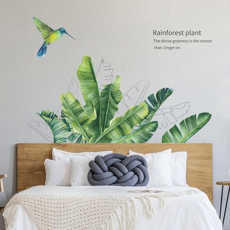 Sticker Mur Mural Plante Tropicale - Vinyle PVC Non Toxique - Décoration Murale Pour Salon Chambre Bureau Crèche - 1 Pièce (1/5)