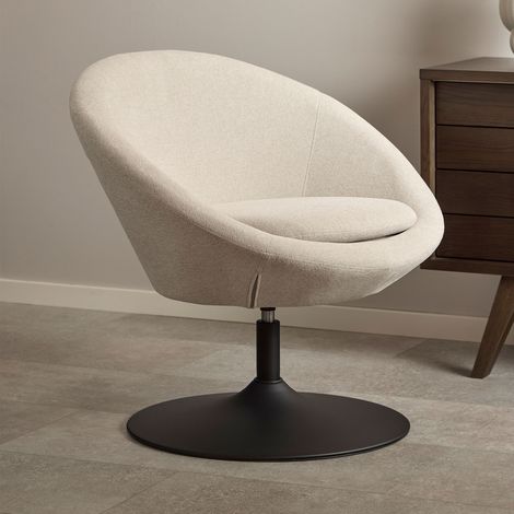 Fauteuil pivotant 82x72x81cm tissu beige et pied noir