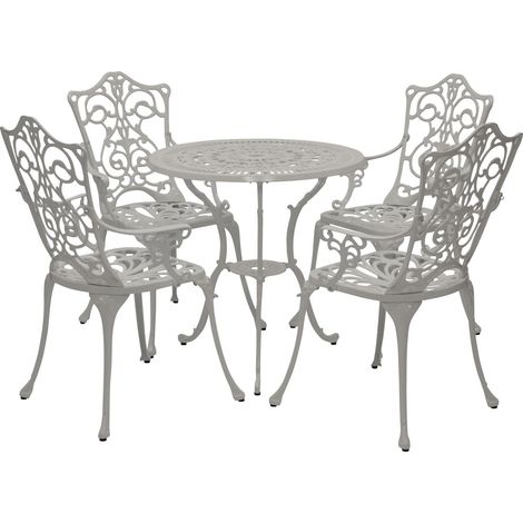 Bistroset LUGANO 5-teilig, Aluguss weiss (1/5)