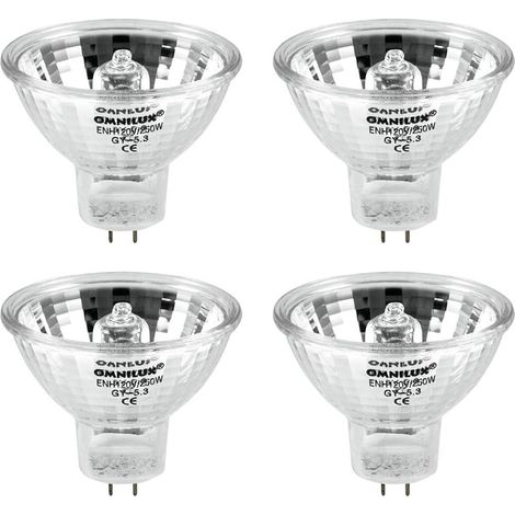 Lot de 4 Ampoules Effet Scène 250W - Base GY5.3 - Réflecteur Intégré - Lumière Blanche Intense - Pour DJ et Discothèque - 120V (1/2)