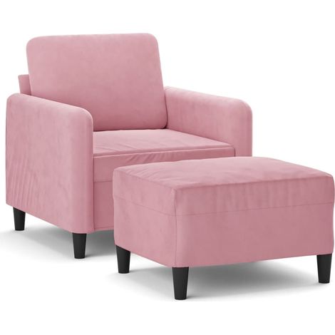 Maison Exclusive - Sessel mit Hocker Rosa 60 cm Samt