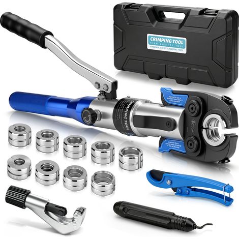 Pince à Sertir Hydraulique Professionnelle 80kN avec Mâchoire - Outil de Sertissage Pour Tube en Vuivre, Acier Inoxydable, PEX, PAP, PEX-AL-PEX, Tuyaux Composites Contour en TH16 TH20 TH26 TH32 Contou