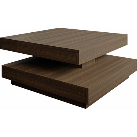 Mesa de centro convertible Comfivo Pisces, Nogal, 34x70x70cm, Diámetro: 0, Aglomerado laminado, Angular