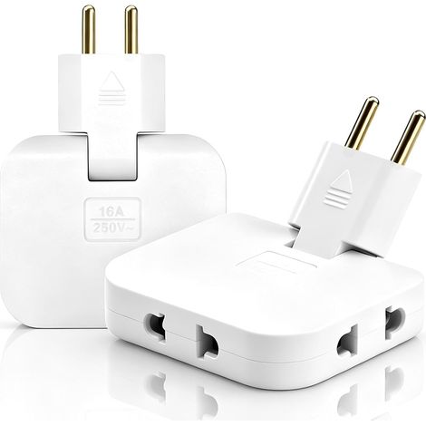 Prise Plate Derriere Meuble, 2 PCS Prise Extra Plate, avec 3 Prises Prise Plate Orientable à 180°, 16A/250V, Adaptateur Placer Derrière Télévision, Canapé ou le Lit (1/5)