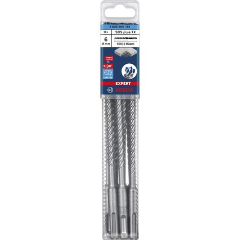 Bosch Hammerbohrer SDS plus 7X - Länge 215mm, Bohrer für Beton - Betonbohrer 12mm mit 4-Schneiden, Hartmetall - 10 Stück