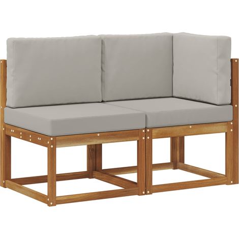 Outdoor Middle and Corner Sofa 2 Piece Natural and Light Grey vidaXL