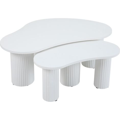 Table basse gigogne en mélaminé blanc